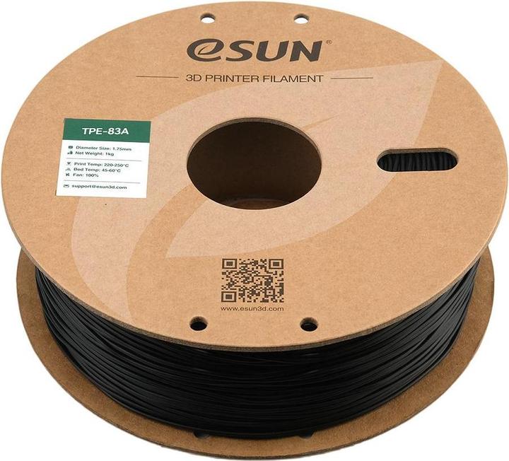 Produktbild eSUN TPE-83A eLastic Schwarz flexibles Filament 1.75mm 1Kg (TPE, 1.75 mm, 1000 g, Schwarz)