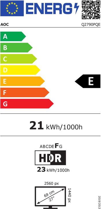 Energie-Label AOC Q2790PQE (2560 x 1440 Pixel, 27")