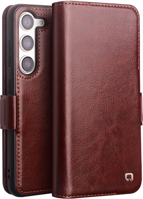Actual product image QiAlino Cover Flip with Magnetic Closure Dark Brown (Samsung Galaxy S23+)