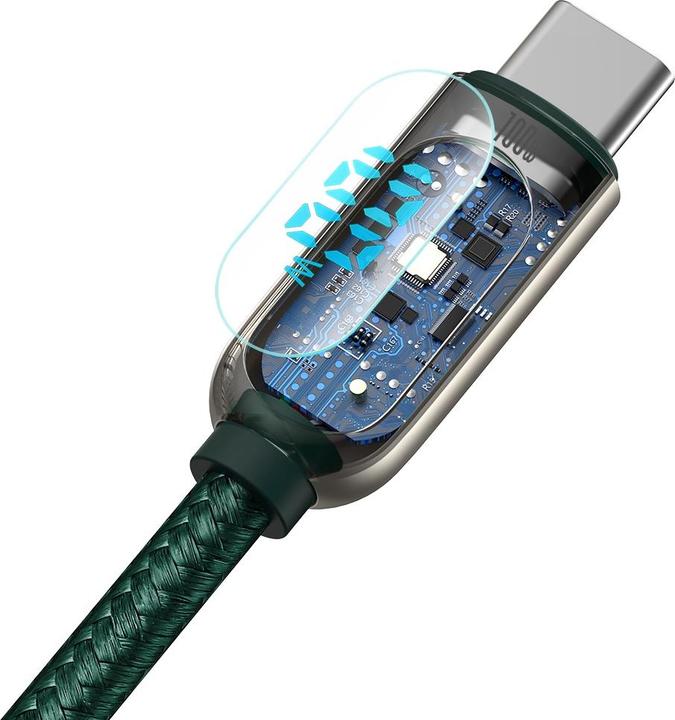Actual product image Baseus Display Fast Charging Data Cable Type-C to Type-C 100W 2m Green (2 m, USB 2.0)