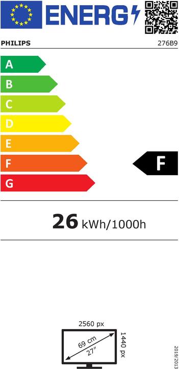 Energy Label Philips LCD with USB-C 276B9 (2560 x 1440 pixels, 27")