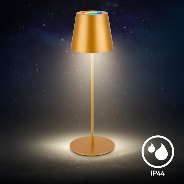 Image du produit Briloner RGB/W Accu lampe de table, IP44, 2,5W, couleur or incl. bottle cap