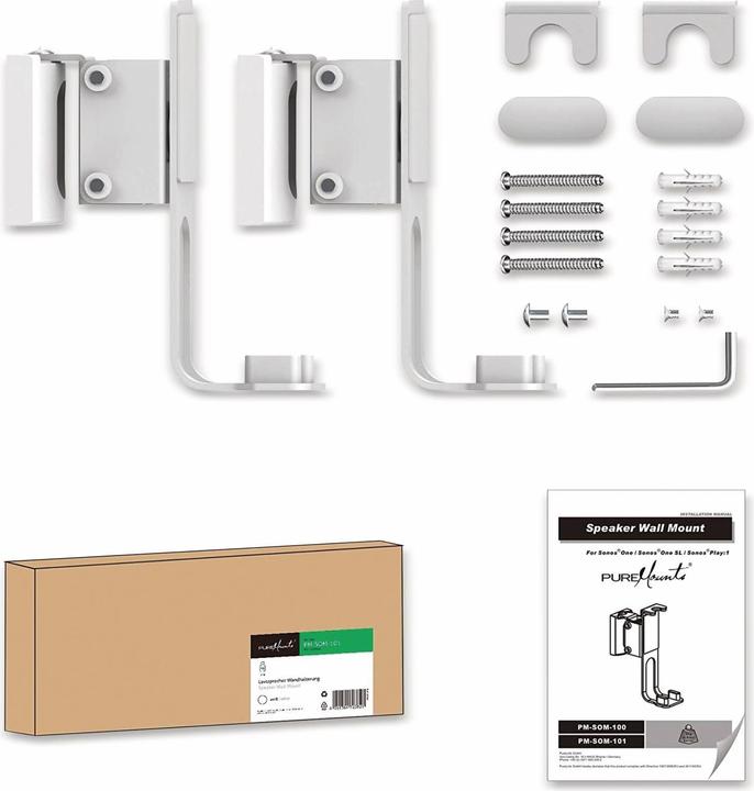 Actual product image Purelink PM-SOM-101 Wall mount speaker, compatible with Sonos® One, Sonos® One SL (1 pcs., Wall installation, Swivel arm with joint, Tiltable)