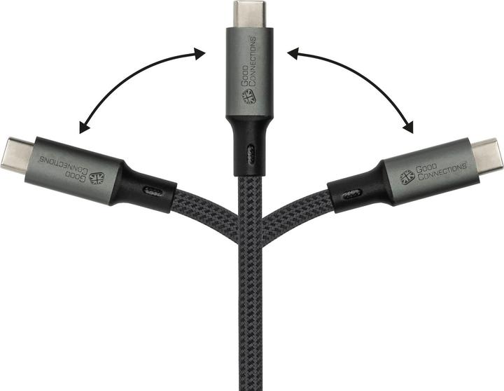 Produktbild Good Connections USB 4.0 Gen. 3x2 Kabel 40GBit/s 240W 8Ka60Hz USB-C Stecker an (1.80 m, USB 4.0, 240 W)