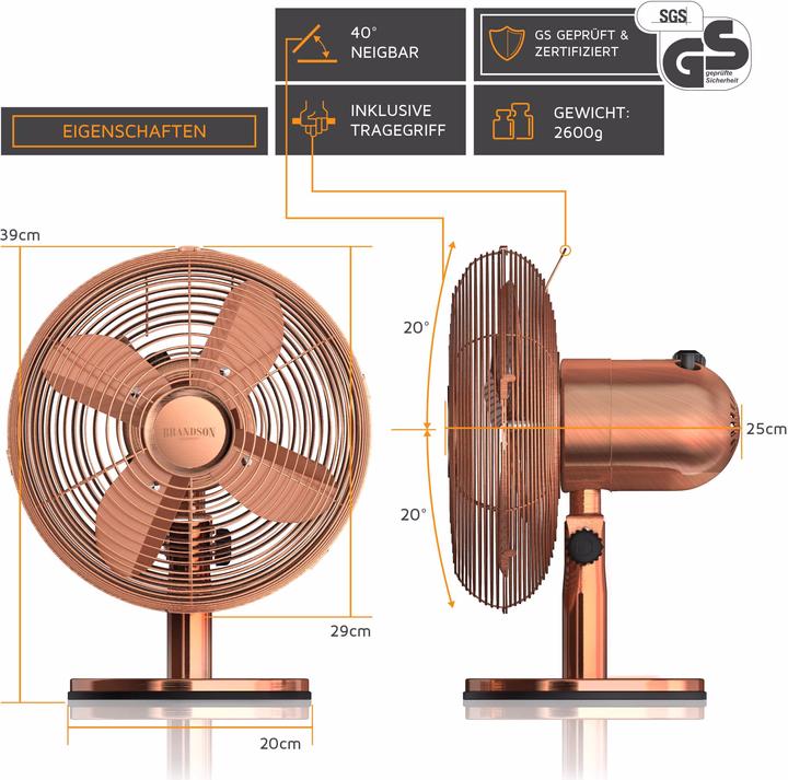 Image du produit Brandson Ventilateur de table (46 dB)