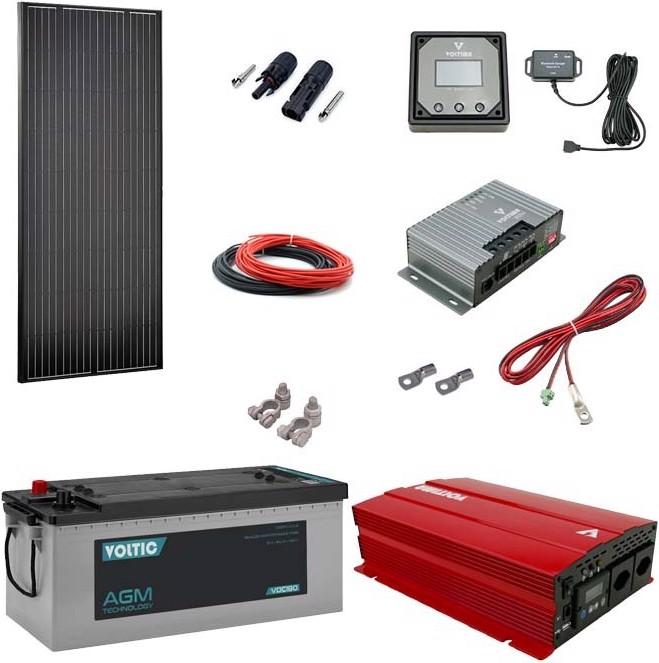 Voltima Solaranlage Set 180W mit Batterie 180Ah(AGM) und 1000W-Wechselrichter (180 W)