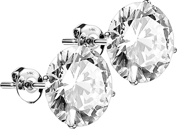 Star Piercing Ohrstecker 14k weissgikd mit rundem Kristall silber (14k Gold)