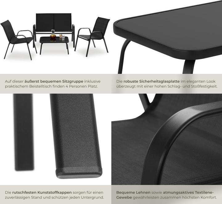 Actual product image tectake Seating group Nora for 4 people, Textilene fabric (111 cm)