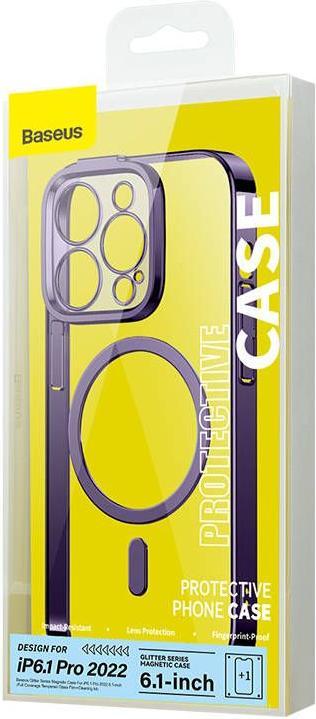 Produktbild Baseus Glitter Magnetic Case for iPhone 14 Pro (purple) + tempered glass + cleaning kit (Apple iPhone 14 Pro)