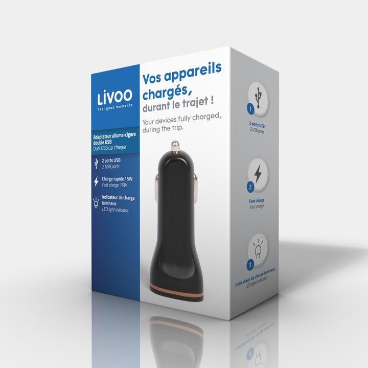 Actual product image Livoo Dual USB car charger