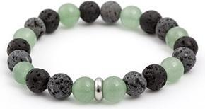 Beneto Beaded bracelet made of lava stone and aventurine MINK99 - Length: 19 cm (19 cm, Lava Stein, Aventurine)