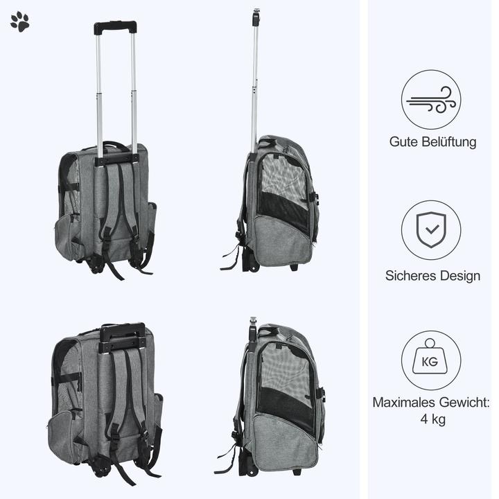 Produktbild PawHut Hundetrolley 2 in 1 Rucksack (Hund, Atmungsaktiv)