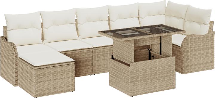 Produktbild VidaXL 8-teiliges Garten-Sofa-Set mit Kissen Beige Poly Rattan