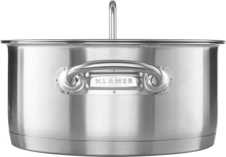 Actual product image KLAMER Topf-Set 5-tlig. mit Glasdeckel, Induktion, unbeschichtetes Edelstahl Profi-Kochtopfset (23.50 cm, Pan set + pot set, Stainless steel)