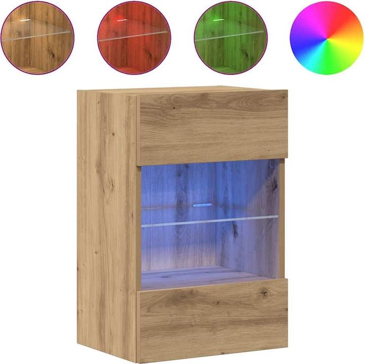 Image du produit VidaXL Meubles TV muraux avec lampes LED 2 pcs. Chêne Artisan Meuble TV suspendu