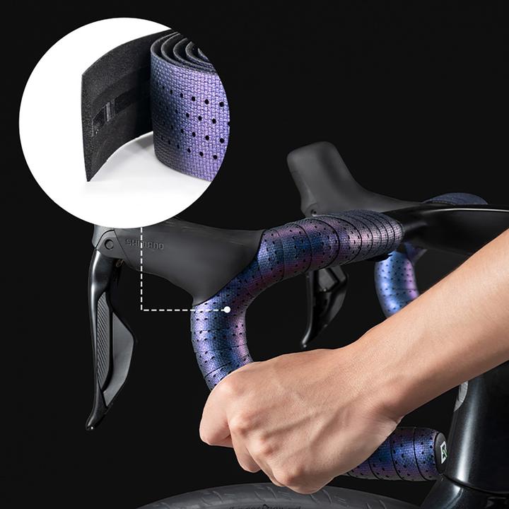Actual product image Rockbros Handlebar Tape Perforated Silicone with Chameleon Effect - Purple