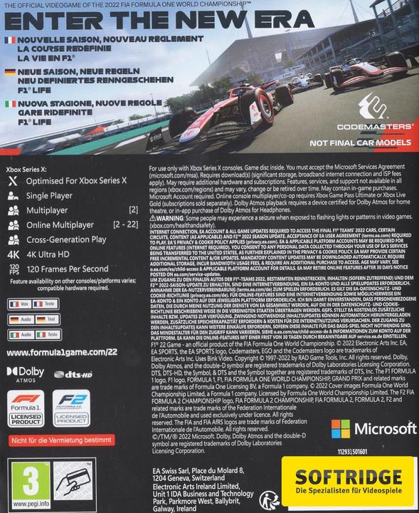 Image du produit EA Games F1 22 (Xbox Series X, Multilingue)