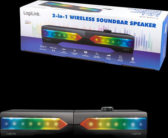 Actual product image LogiLink Mobile Soundbar with Party Light, 2-in-1 Gaming Sound System (6 W, 2.0 Channel)