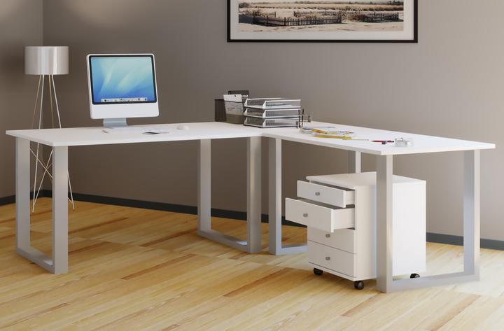 Produktbild VCM Holz Schreibtisch Computertisch Lona 50 U Alu Silber (76 x 160 x 130 x 50 cm)