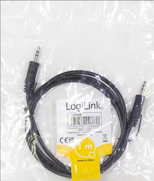 Actual product image LogiLink CA extension cable (1 m, 3.5mm jack (AUX))