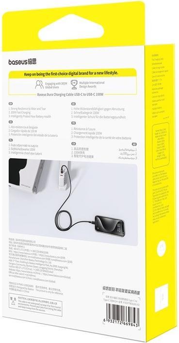 Actual product image Baseus Dura Type C to Type C 100 W fast charging cable 1 m Black Gold (1 m)