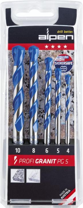 Produktbild Alpen Granitbohrer-Set 5teilig 4 mm (4 mm, 5 mm, 6 mm, 8 mm, 10 mm)