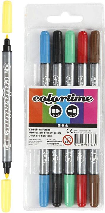 Produktbild Creativ Company Dubbelzijdige Stiften - Basiskleuren, 6st. (Standard-Farben, 6 x)