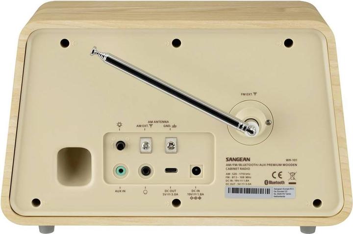 Actual product image Sangean Premium Wooden Cabinet WR-101 Table radio AM, FM Bluetooth®, AUX, FM Wood (light) (VHF, AM, FM, Bluetooth)