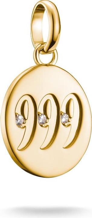 Thomas Sabo Charm-Anhänger Engelzahl 999 mit Steinen Connect vergoldet (Silber 925)