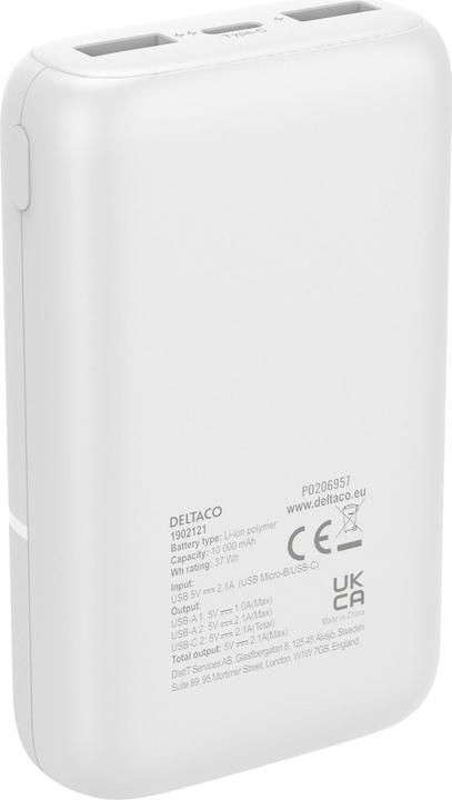 Produktbild Deltaco Powerbank 10,000 mAh, 2x USB-A, 1x USB-C (10 mAh)