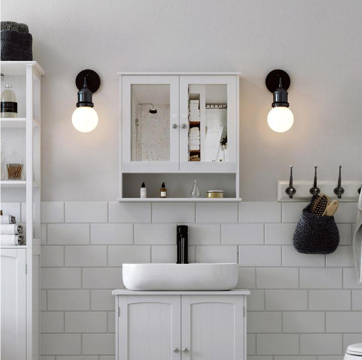 Image du produit Vasagle Armoire de toilette LHC002 blanc 56,5 x 13,0 x 58,5 cm (56 x 13 x 58 cm)