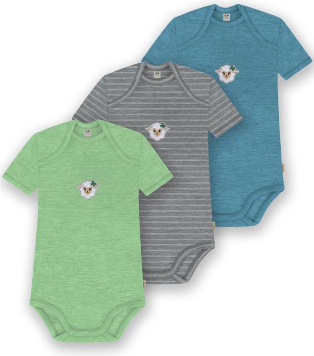 Actual product image Normani Set of 3 baby merino bodysuit short sleeves "Tauranga" - 9299 (62)