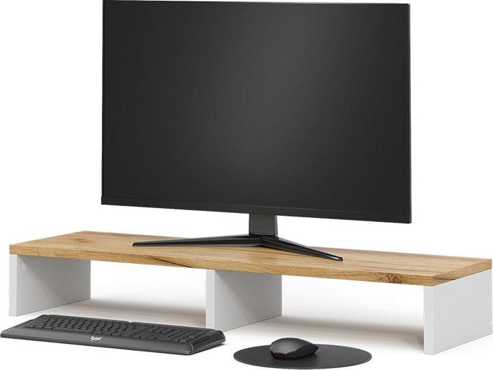 Actual product image Vichy Monitorständer Tomy, Weiss/Goldkraft Eiche, 80 x 12 cm
