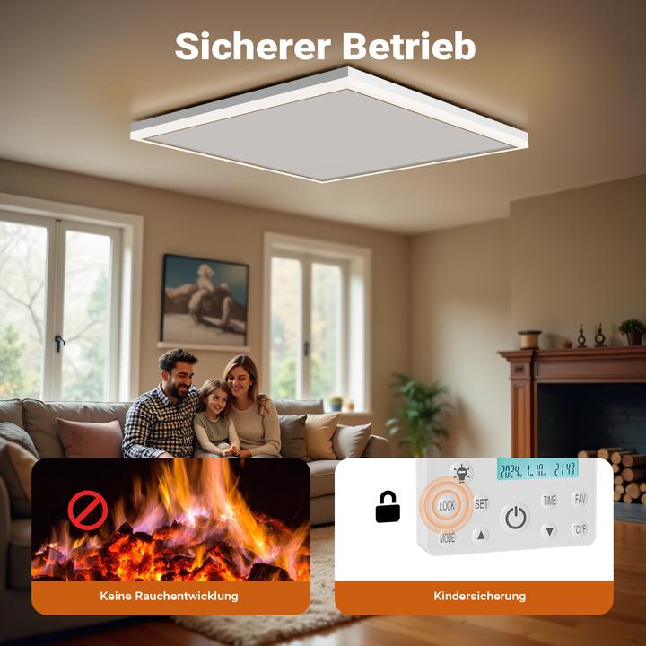 Produktbild Wiltec Infrarot Deckenheizung 370W 65,5x63x3,5cm Infrarotheizung LED Heizung (370 W)