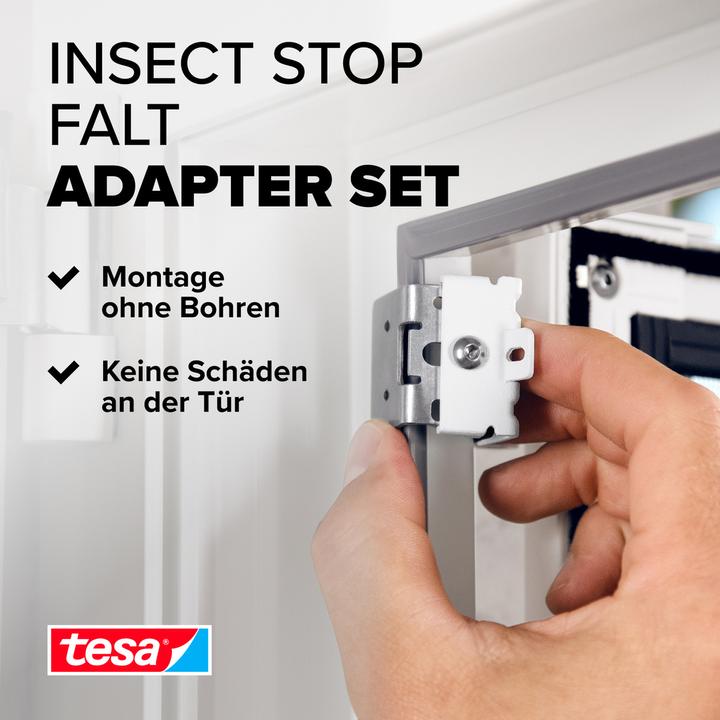 Produktbild tesa FALT Insektenschutz Adapter für Türen, Tür-Klemme für die Montage ohne Bohren oder Schrauben (4 x 11 x 15 cm)