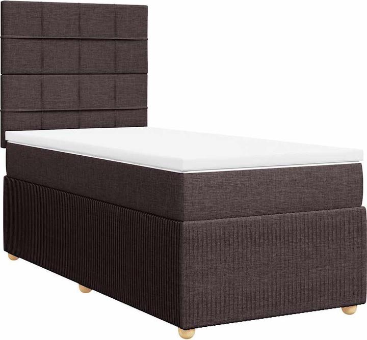 Produktbild VidaXL Boxspringbett Polsterbett Bett mit Matratze Dunkelbraun 100x200cm Stoff (100 x 200 cm, 100 x 200 cm)