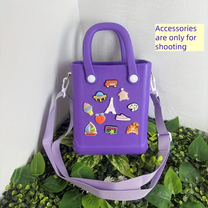 Actual product image Only-Bags.Store 1 Stück Mini-Strandtasche mit austauschbarem Schulterriemen - farbenfroher Sommerrucksack für