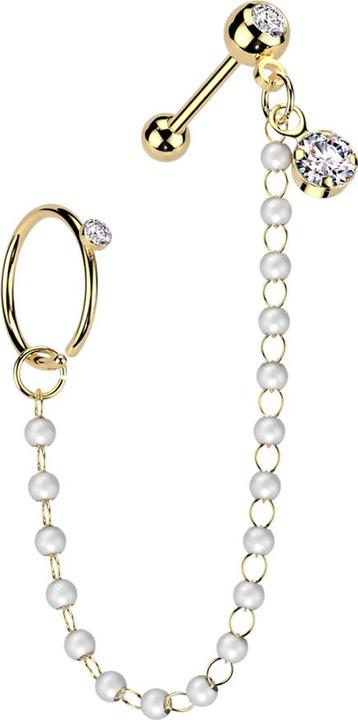 Star Piercing Micro Barbell vergoldet mit Kugel und Kugeln Kristall silber Verbindungskette Perlen Ring Kristall s (Chirurgenstahl 316L, Messing)