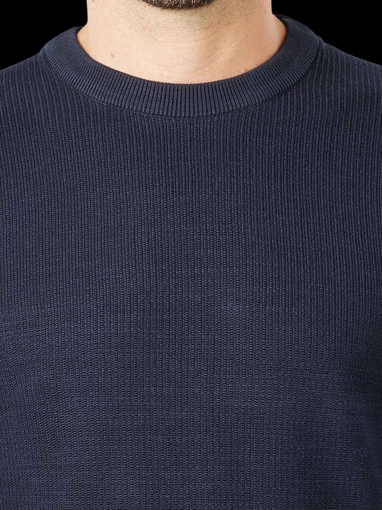 Actual product image Marc O'Polo Crew Neck Pullover Rib Structure Dark Navy (M)