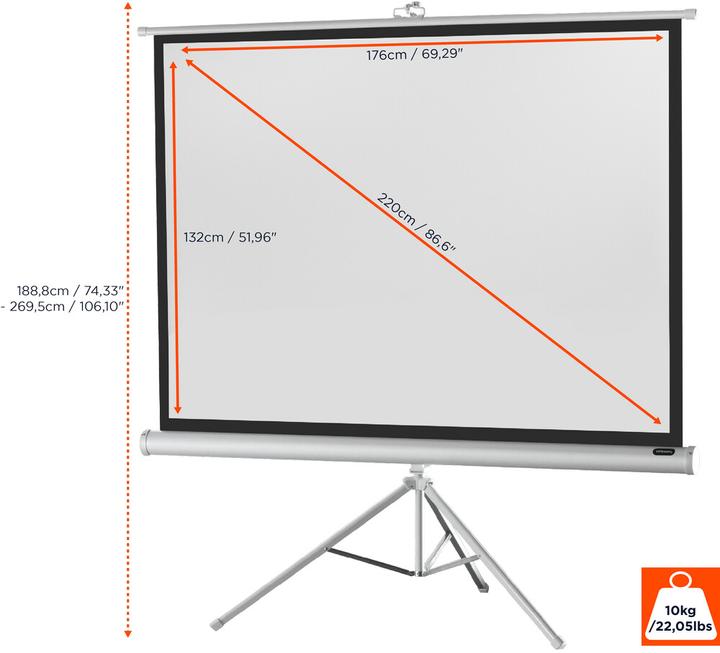 Immagine prodotto Celexon Schermo treppiede economico - Schermo di proiezione con treppiede - 221 cm (87") (87", 4:3)