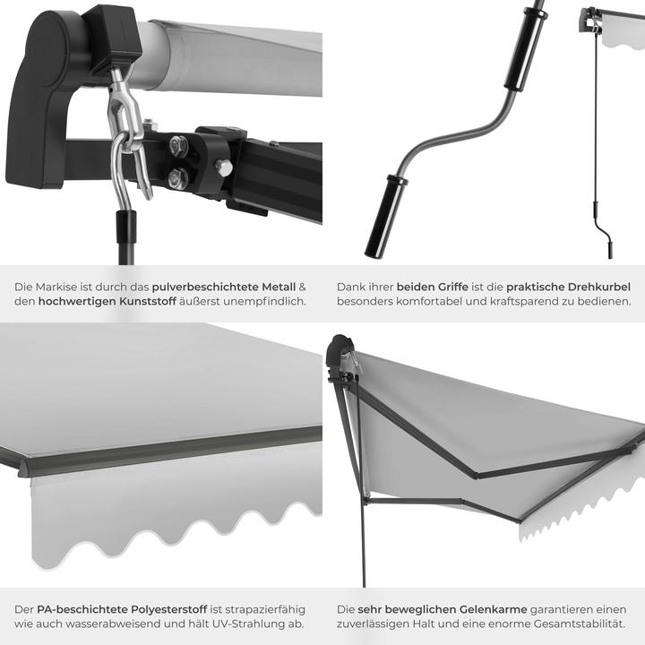 Actual product image tectake Jointed arm awning Ornella with wall bracket (2.50 m)