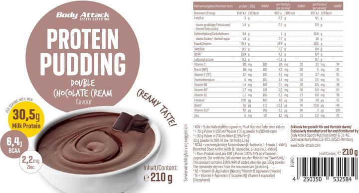 Produktbild Body Attack Protein Pudding (210g Dose) (Double Chocolate, 1 Stk., 210 g)