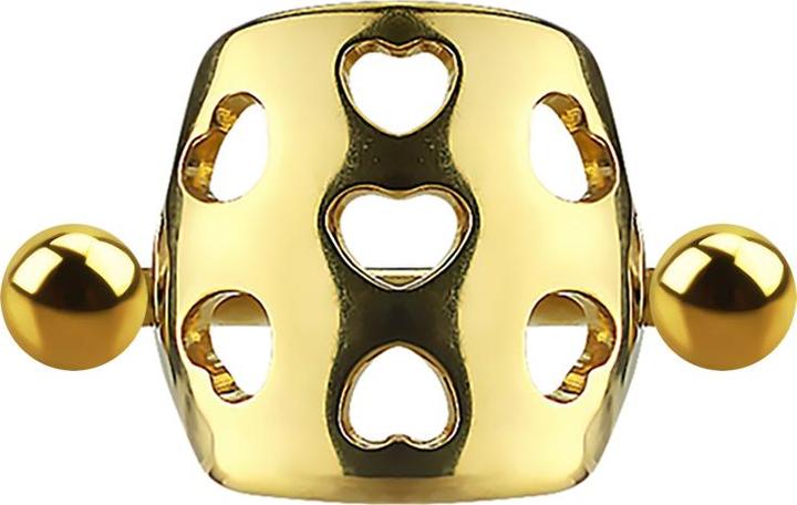 Star Piercing Micro Barbell Manschette gelocht mit Herzen vergoldet (Chirurgenstahl 316L, ohne Messing)