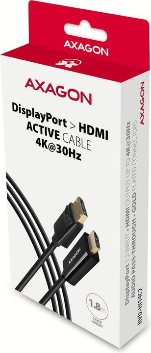 Produktbild Axagon RVD-HI14C2 DisplayPort zu HDMI Adapterkabel, 4K/30 Hz, 180 cm lang (1.80 m, HDMI)