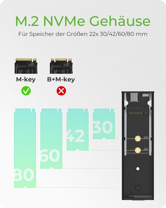 Productafbeelding Icy Box IB-1807MT-C31 M.2 NVMe SSD Behuizing, USB 3.2 (Gen2) Type-C, aluminium (M.2)