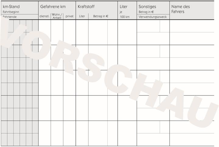 Nährwerte und Zutaten Avery Fahrtenbuch (A6, Speziallineatur, Harter Einband)