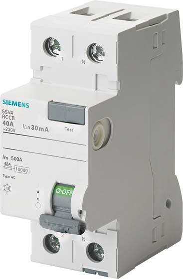 Actual product image Siemens 5SV4312-0MB 2-pole type AC 25A 30mA 230V RCD circuit breaker