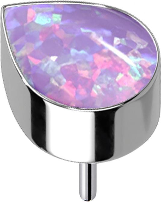 Star Piercing Threadless silber mit Tropfen Opal violett (ohne Messing, Titan G23)