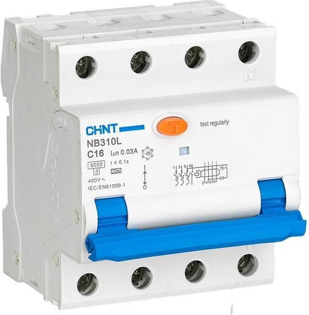 Produktbild Chint Circuit breaker RCBO, NB310L/3N, 3P+N, C32, 30mA, A, 6kA (0.03 A)