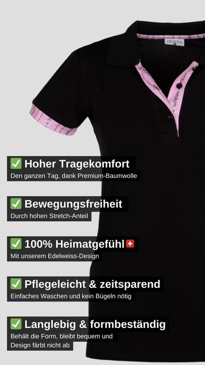 Produktbild Edelvetica Polo Shirt Edelweiss Krageninnenseite & Armabschluss Damen (XL)